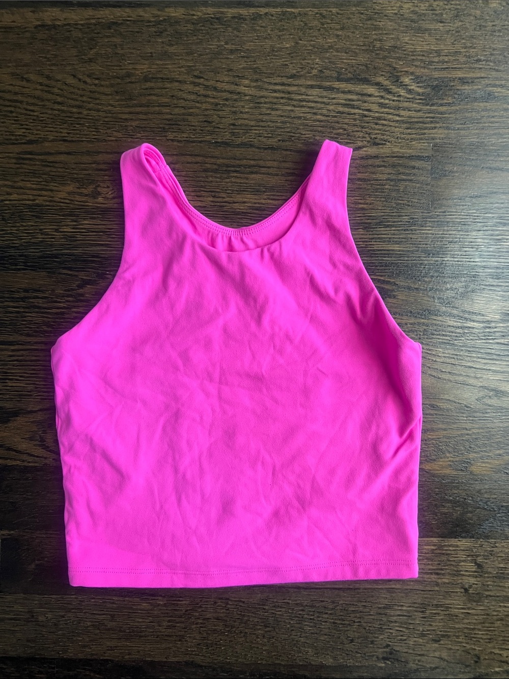 CRZ YOGA Girls’ Butterluxe Crop Cropped Tank Top High Neck Hot Pink Bright | L